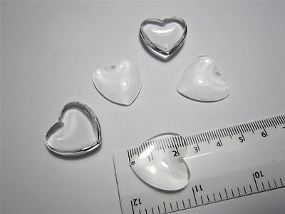 1" or 25mm clear Heart shaped Cabochon glass domes for jewellery making pendants