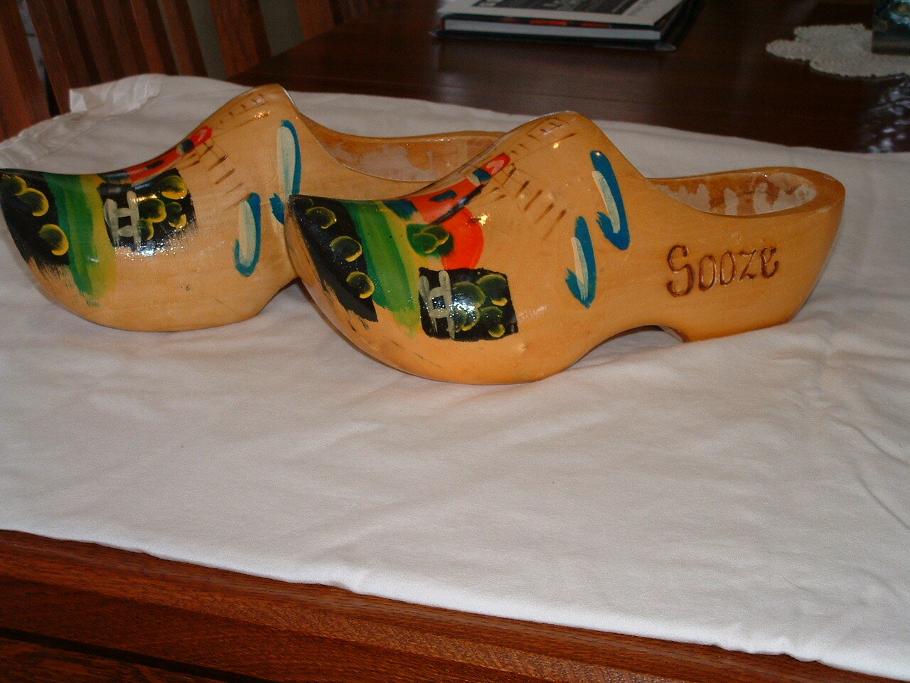 Vintage Dutch Clogs Holland Hand Carved Painted Wooden Shoes Clogs Windmill