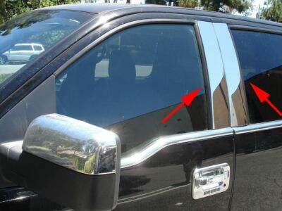 4Pcs Chrome Pillar Post Door Window Trim For 2004-2014 Ford F-150 Super Cab Crew