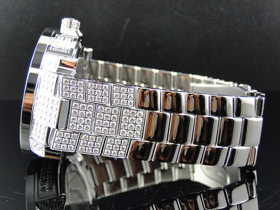 Pre-owned Khronos Mens White Ice 2 Row Bezel  Jojino Joe Rodeo Genuine Diamond Watch