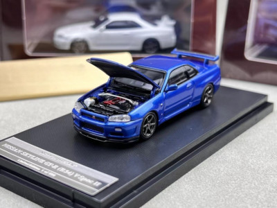 ZD MH 1:64 Blue JDM Skyline GTR R34 VSpec II Sports Model Diecast Metal Car BN