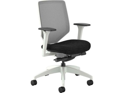 HON Solve Designer White Frame Mid-back Task Chair - Black Fabric Seat - Fog...