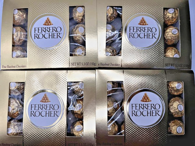 Ferrero Rocher Fine Hazelnut Chocolate net wt 5,3 oz Pack of 4, ASK EXP