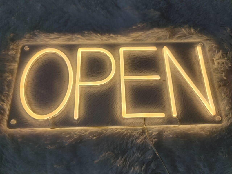 Bright LED Open Sign for Indoor/Outdoor Use - Waterproof with Remote 16.5x7.5