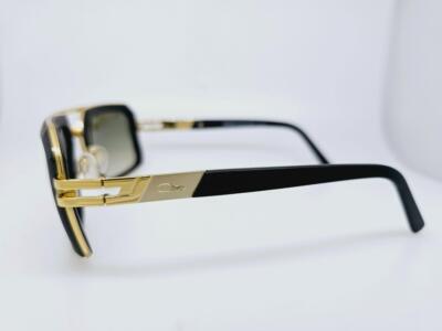 Pre-owned Cazal Sunglasses 9094 002 56mm Matt Black Gold Frame With Grey Gradient Lenses In Gray