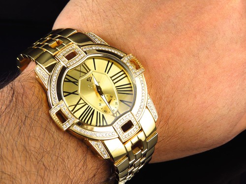 Pre-owned Aqua Master Joe Rodeo 43mm Swiss Gold Multi Link Diamond Watch W349 1.75 Ct