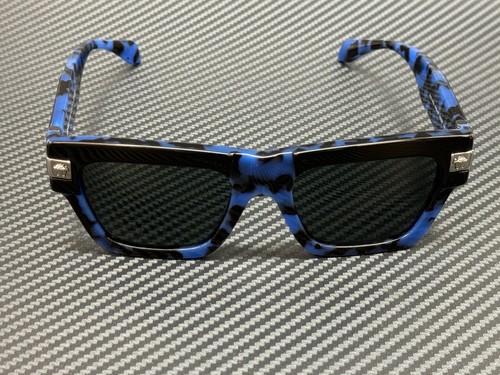 Pre-owned Versace Ve4464 545887 Havana Blue Grey Men's 55 Mm Sunglasses In Gray