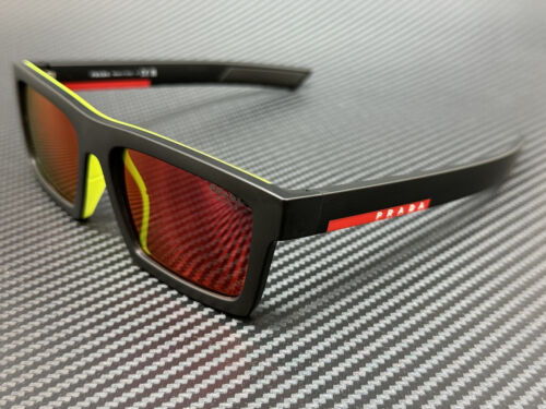 Pre-owned Prada Linea Rossa Ps 02zsu 1bo10a Matte Black Mirror Red Men's 58 Mm Sunglasses In Gray