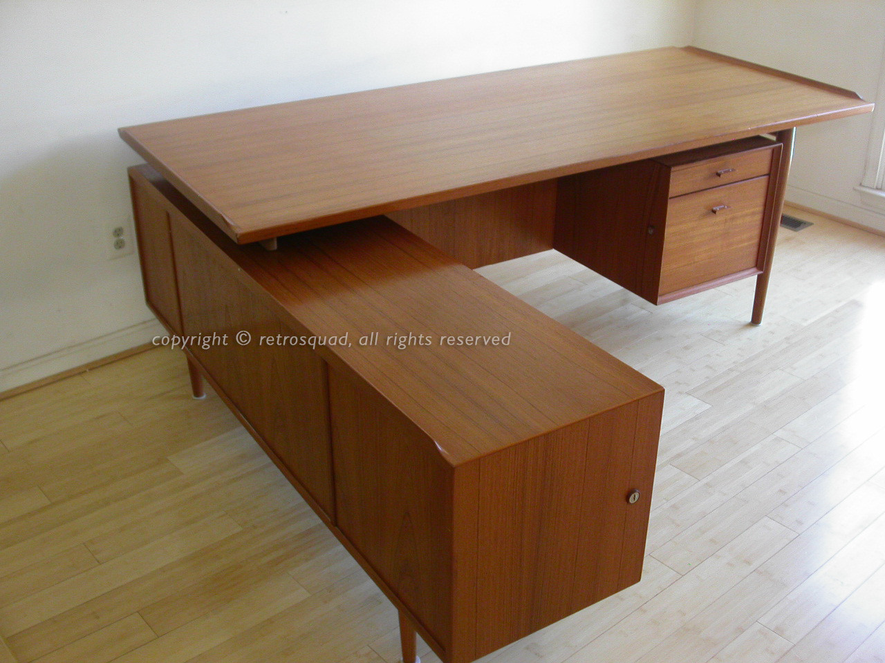 Teak Danish Modern Executive Desk & Credenza by Arne Vodder for Sibast Mid Centy