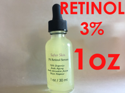 Retinol 3% 1oz Clinical Strength Organic Hyaluronic Acid Potent Wrinkle Serum