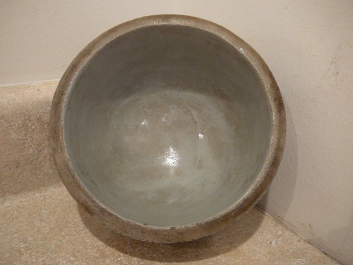 S25 antique stoneware old sleepy eye Indian salt bowl momoth pottery