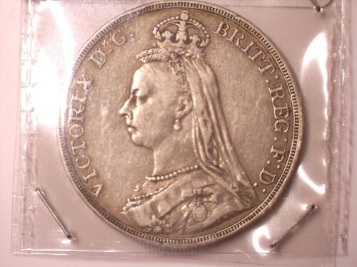 1889 Great Britain Crown 925% KM#765 Better Date Queen Victoria #9 - XF