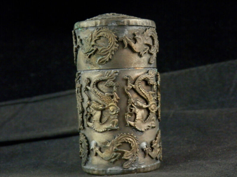 2 Pcs Tibetan Hand Made *Dragon/Phoenix* Tobacco Boxes