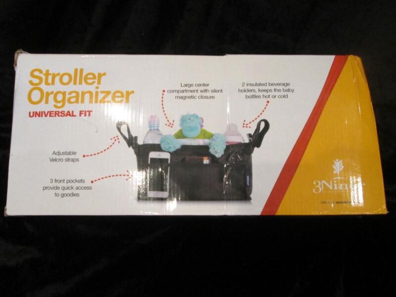 BABY ORGANIZER STROLLER UNIVERSAL Carriage BLACK 2 INSULATED BEVERAGE HOLDERS