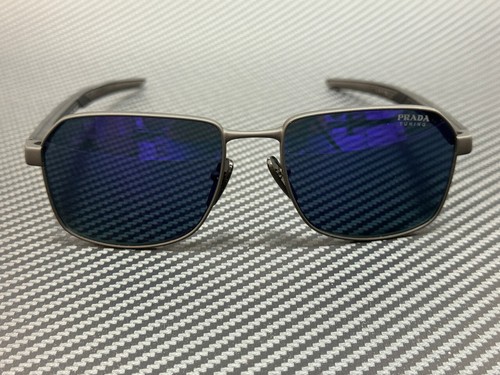 Pre-owned Prada Linea Rossa Ps 54ws Dg005u Black Blue Mirror Men's 57 Mm Sunglasses
