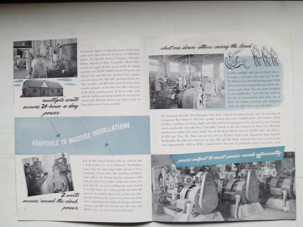 1950's Cat Power Unit Ads (4) & Magazine Insert & 1946 Cat Power Unit Brochure