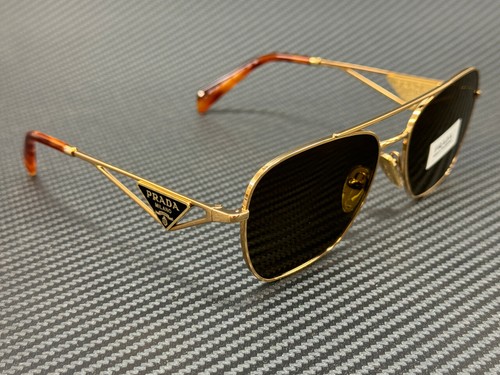 Pre-owned Prada Pr A50s 5ak01t Gold Dark Brown Women's 59 Mm Sunglasses