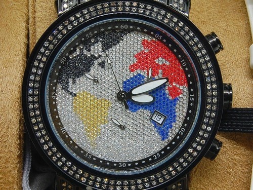 Pre-owned Joe Rodeo Mens  Tyler Diamond Watch Jojino Jojo 2 Ct Color World Map Dial - Jty13 In White