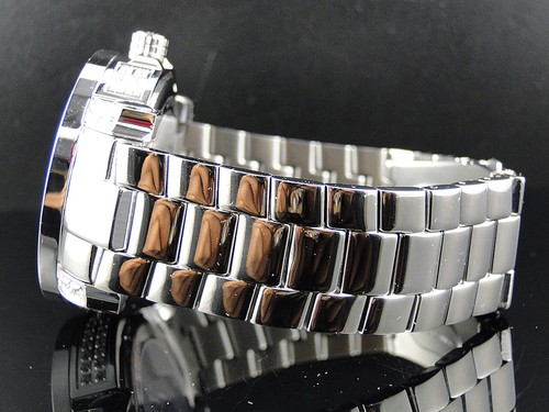 Pre-owned Khronos Mens White 1 Row Iced Bezel  Jojino Joe Rodeo Genuine Diamond Watch