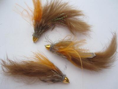 3 EA D18-2 CONE HEAD ZONKER'S MARABOU MUDDLER (COLORS & SIZES AVAIL), STREAMERS