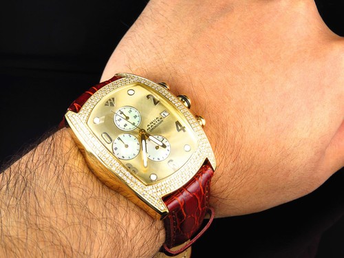 Pre-owned Aqua Master Joe Rodeo Yellow Gold W 42 Bubble Genuine Diamond Watch 2.5 Ct