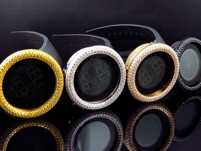 Pre-owned Jojino Various Mens /joe Rodeo 50mm Custom Simulated Diamond Watch In Gold Steel