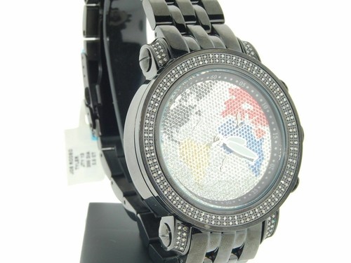 Pre-owned Joe Rodeo Mens  Tyler Diamond Watch Jojino Jojo 2 Ct Color World Map Dial - Jty13 In White