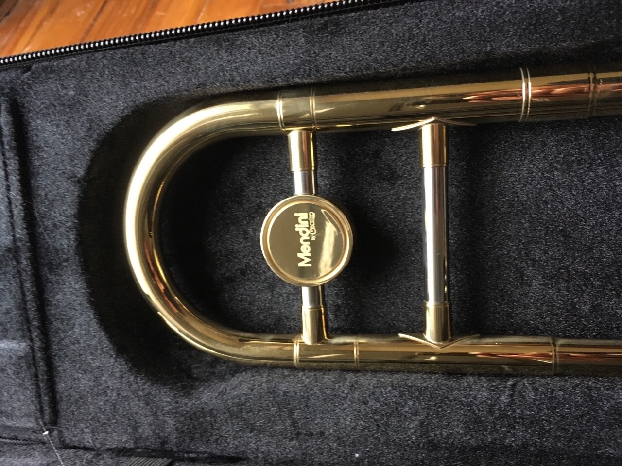 Trombone with case, cleaner and two mouth pieces used once from new