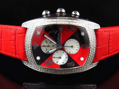 Pre-owned Aqua Master Joe Rodeo Red Black W 42 Bubble Genuine Diamond Watch 2.5 Ct