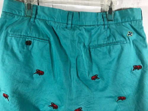 Castaway Nantucket Island Bright Blue Red Crawfish  Print Shorts Men's 36