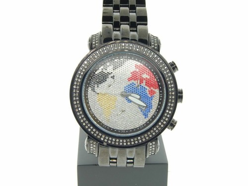 Pre-owned Joe Rodeo Mens  Tyler Diamond Watch Jojino Jojo 2 Ct Color World Map Dial - Jty13 In White