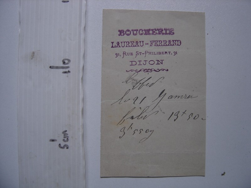 Facture Circa 1880 Laureau Ferrand Rue St Philibert Dijon Boucherie