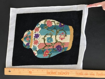 DORA Asian Floral Vase Black Background Needlepoint Tapestry 11