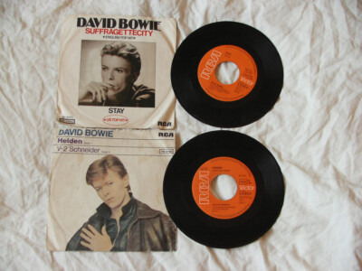 DAVID BOWIE 2 x GERMANY SINGLES SUFFRAGETTE CITY & HELDEN, HEROES SUNG IN GERMAN