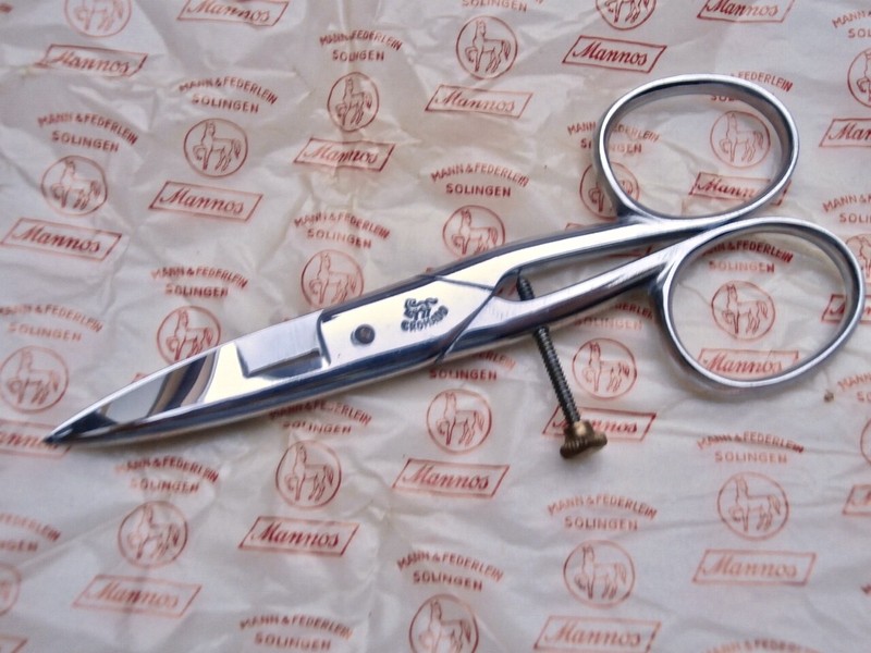 Mannos Knopflochschere Solingen Button Hole Scissor Vintage Chrom Top Unbenutzt!
