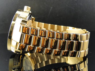 Pre-owned Khronos Mens Yellow 1 Row Ice Bezel  Jojino Joe Rodeo Genuine Diamond Watch