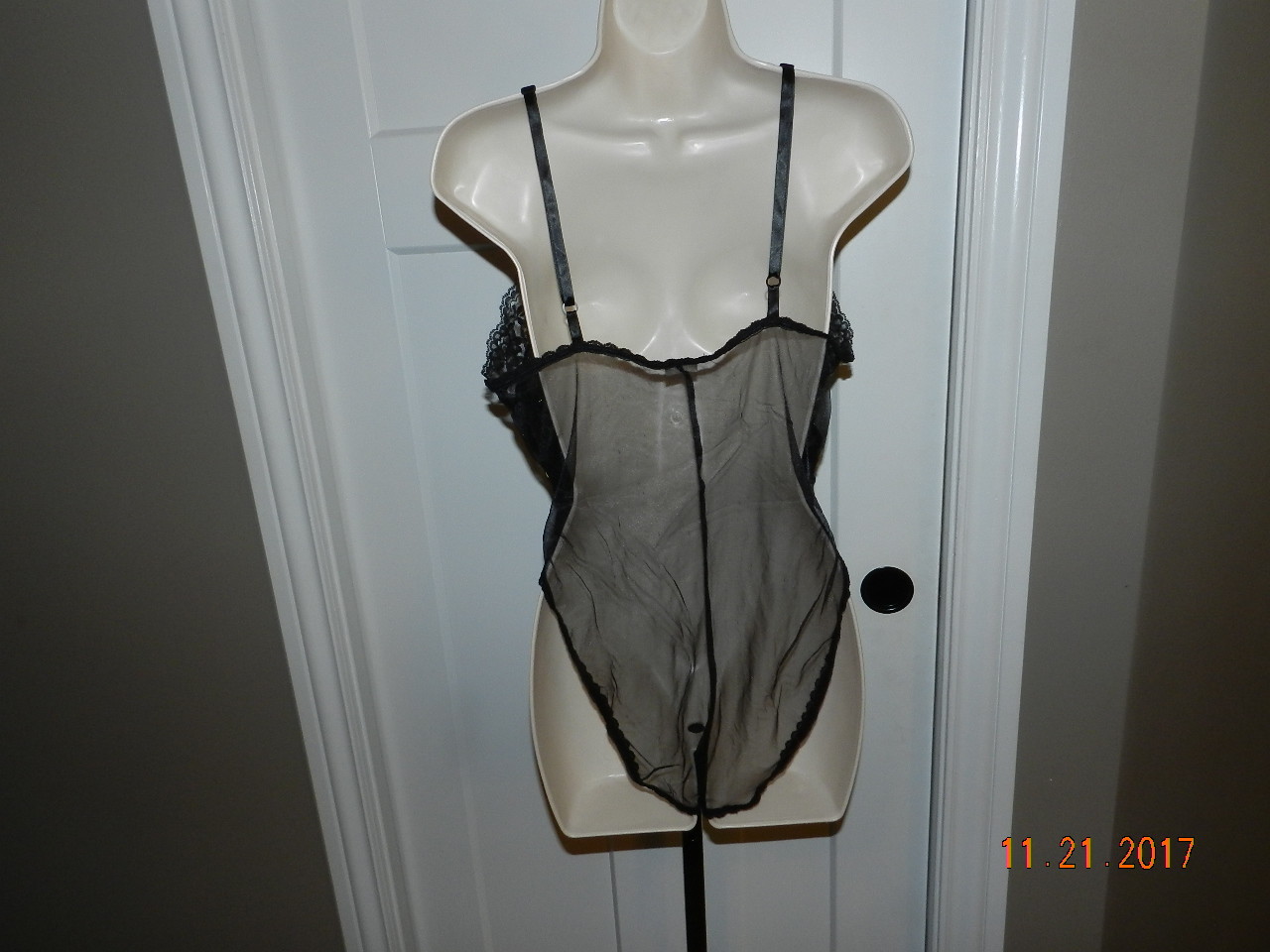 VINTAGE DELICATES Black GOLD Lace Sequins ROMPER TEDDY- SIZE-M/L?