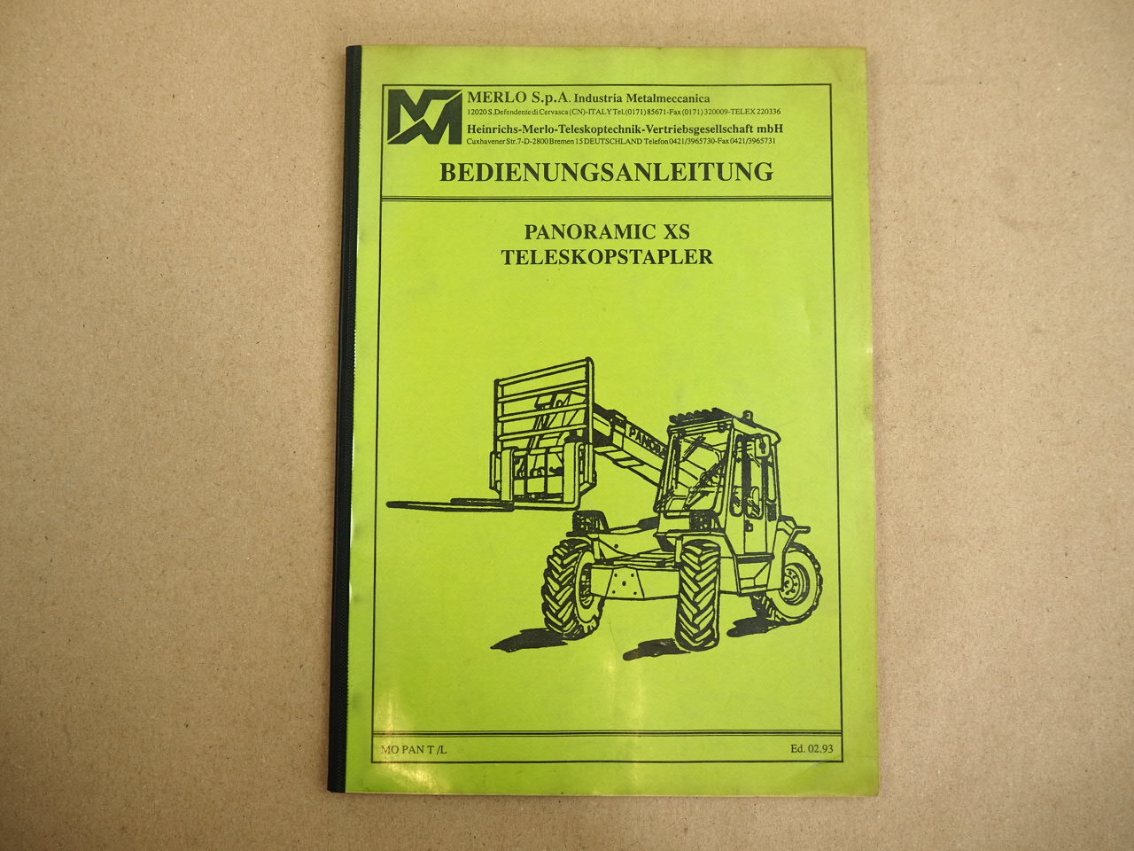 Merlo Panoramic XS Teleskopstapler Betriebsanleitung Wartung 1993