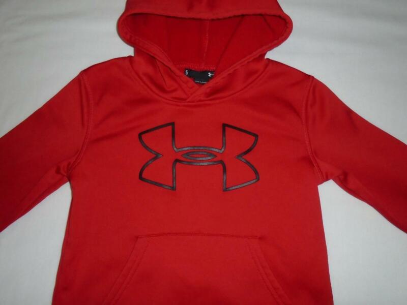 Boys Size 5 Under Armour Hoodie Sweatshirt Red w/ Black Logo 2019 Line VGUC