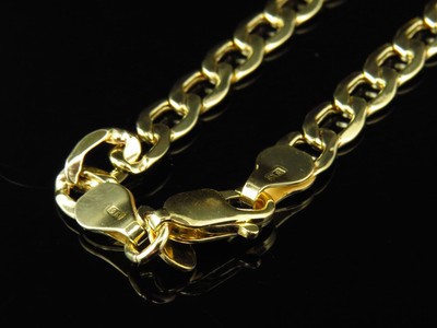 Pre-owned Jewelry Unlimited Men's Flat Hollow Curb Cuban Chain 4.5 Mm In Real 10k Yellow Gold 16"-30"