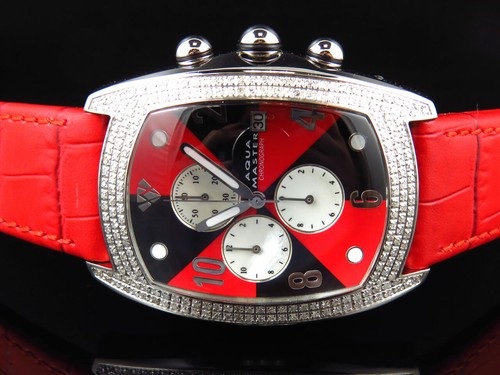 Pre-owned Aqua Master Joe Rodeo Red Black W 42 Bubble Genuine Diamond Watch 2.5 Ct