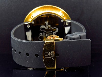 Pre-owned Jojino Xl Men /joe Rodeo 53mm Custom Simulated Diamond Watch In Yellow Gold Steel