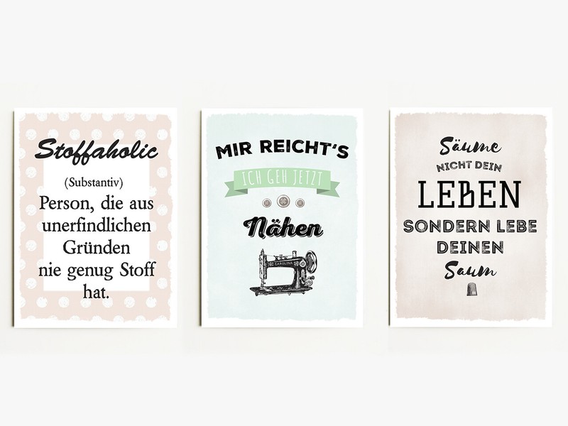 Interluxe Magnet 3er Set Stoffaholic 95x70mm Witzige KÃ¼Hlschrankmagnete NÃ¤Hen