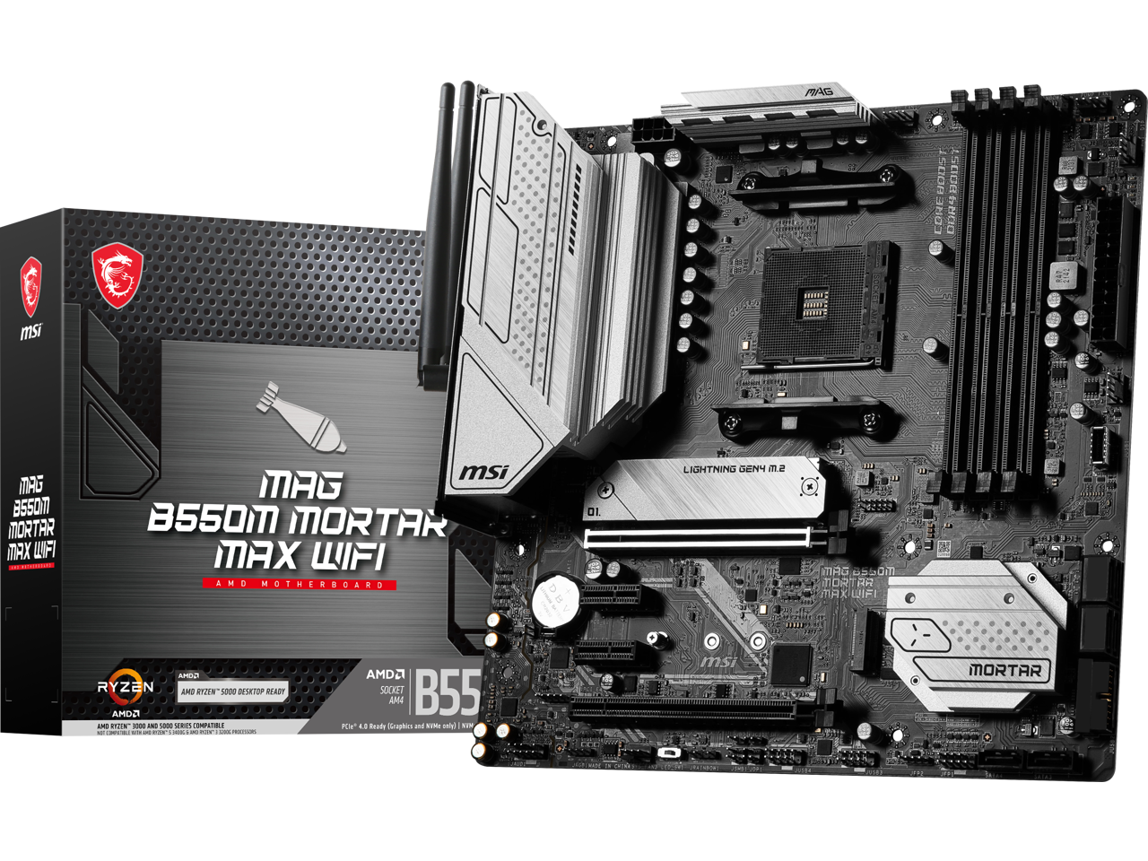 Factory Refurbished) MSI MAG B550M MORTAR MAX WIFI DDR4 AM4