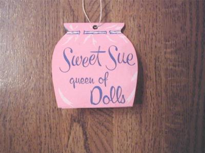 1950's American Character SWEET SUE Queen Of Dolls WRIST TAG #4 sided Repro