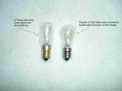 C7 120v 7watt Christmas Bubble Light Replacement Bulbs- long shank brass alloy