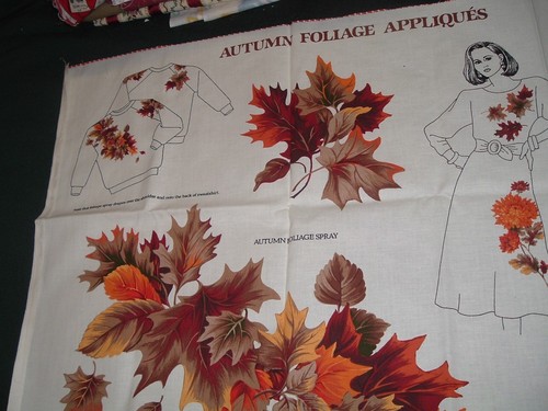 Vtg Autumn Leaves Shirt Dress Runner Tote Quilt Applique Craft Fabric Panel #mfb