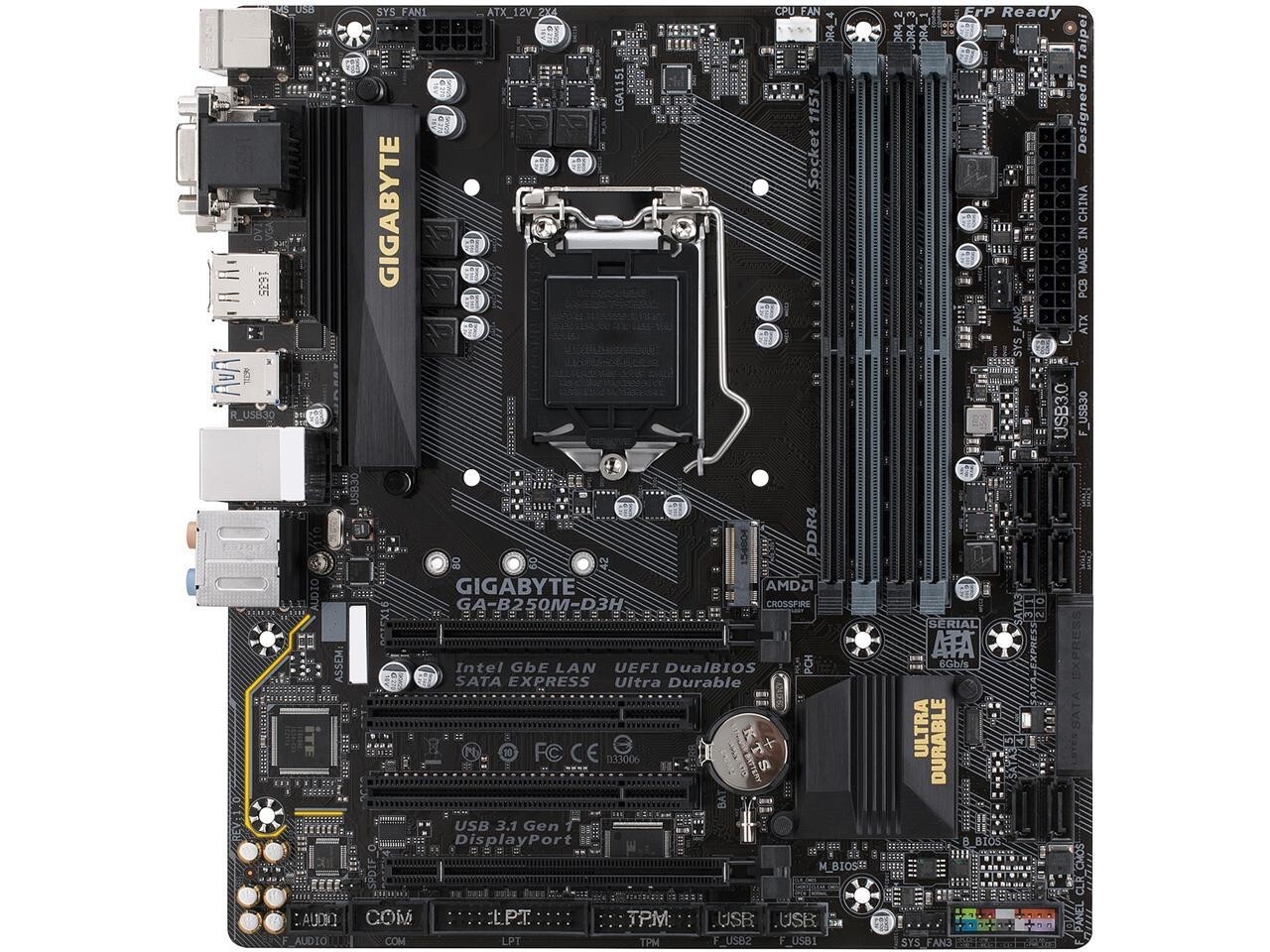 GIGABYTE　GA-B250M-D3H　LGA1151 GIGABYTE GA-B250M-D3H LGA 1151 Intel B250 HDMI SATA 6Gb/s