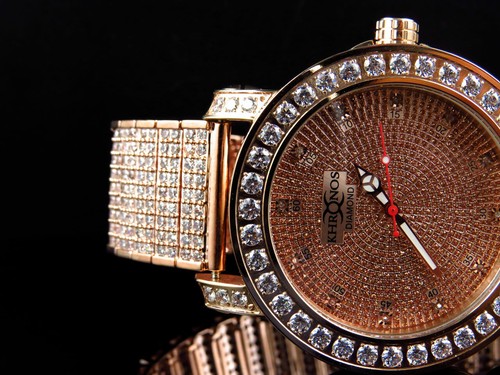 Pre-owned Khronos Mens Rose Gold Over Steel /joe Rodeo Custom Bezel And Band Diaomond Watch