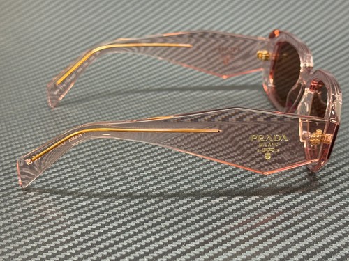 Pre-owned Prada Pr 17ws 19q10d Transparent Peach Brown Women's 49 Mm Sunglasses